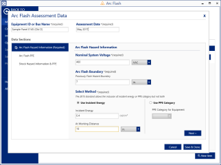 Enter equipment assessment data