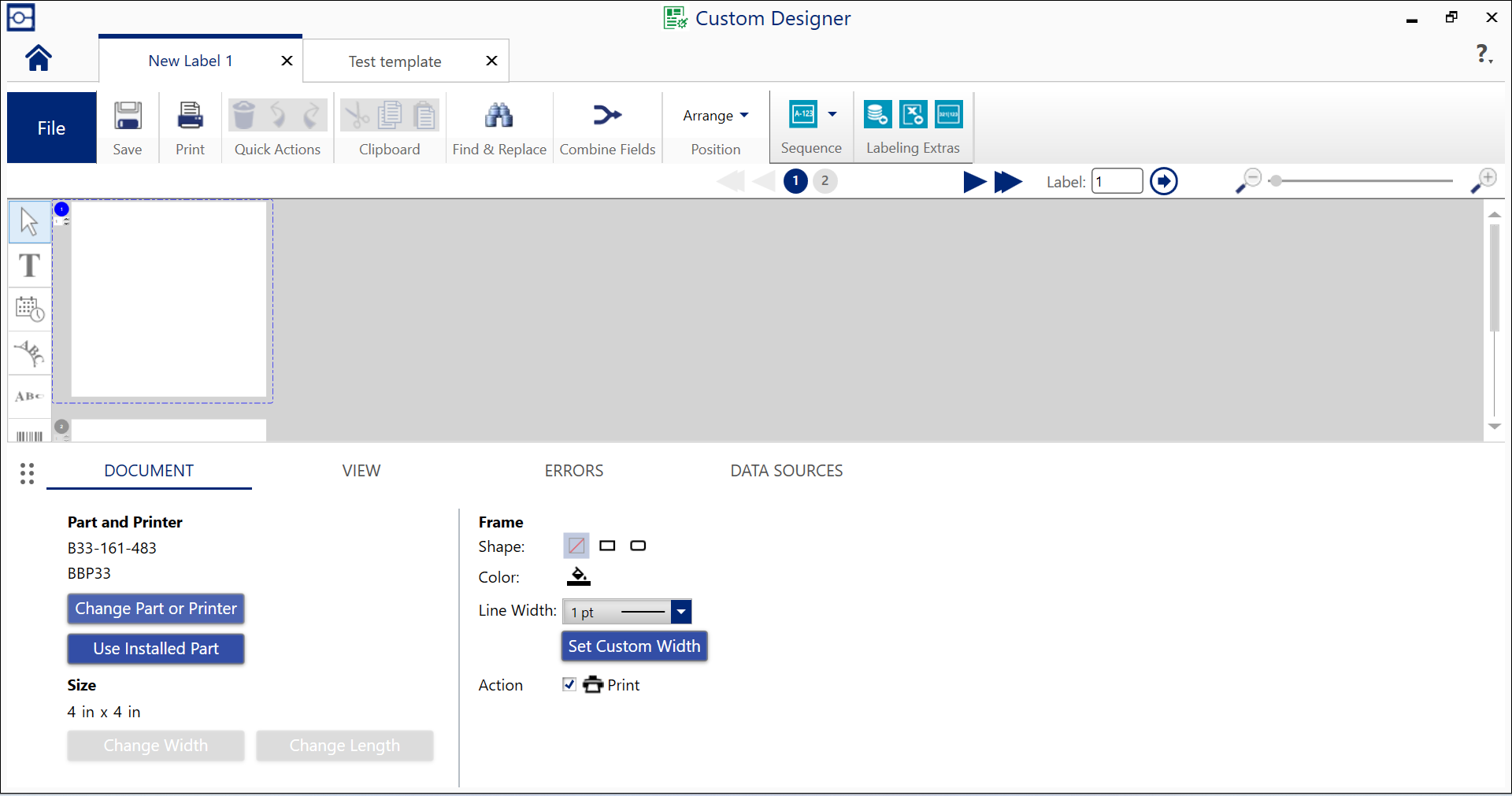 Start by creating a label or a template