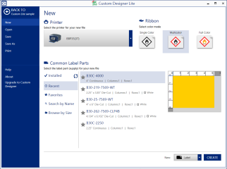 Select printer and part