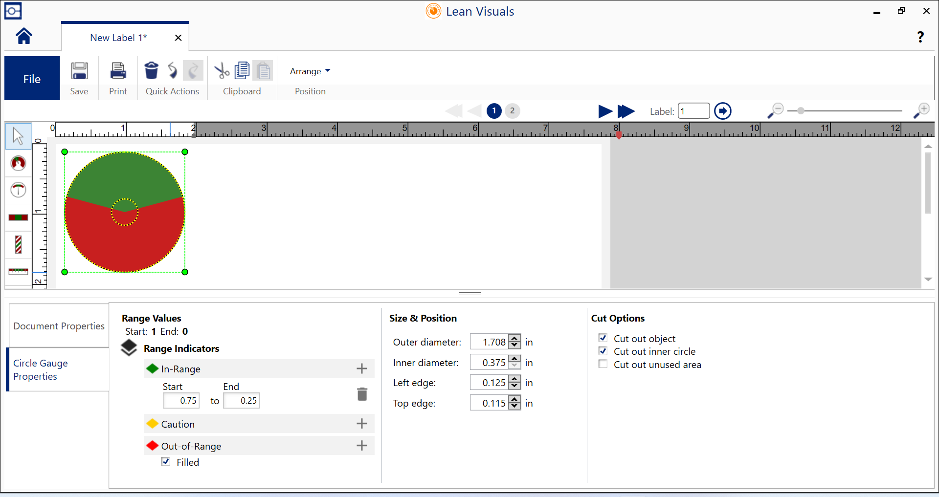 Create and cut labels and circle gauges when used with BBP37 and S3700 printers