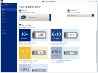 Select printer and pipe size