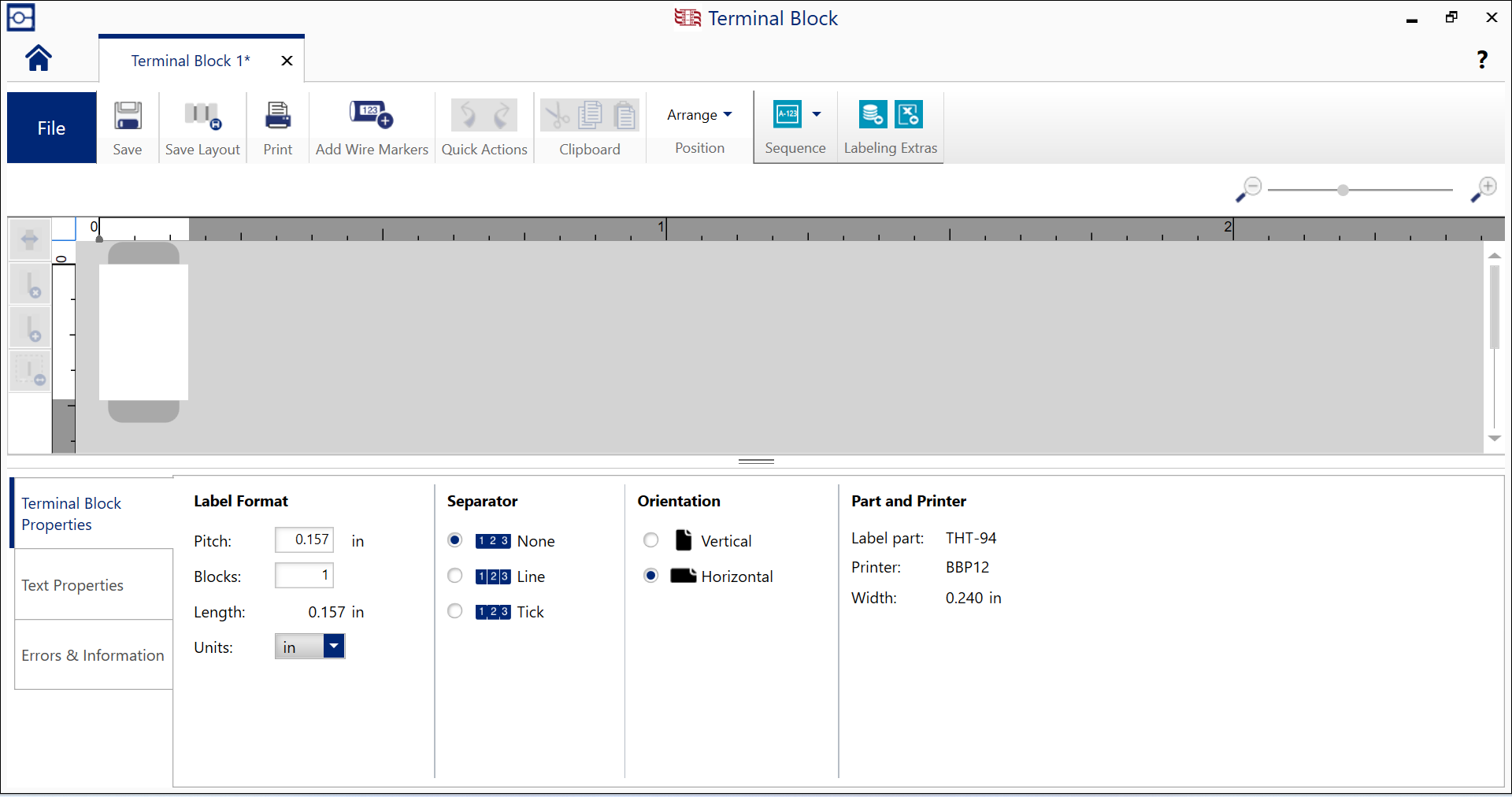 Create terminal block label and associated wire marker labels