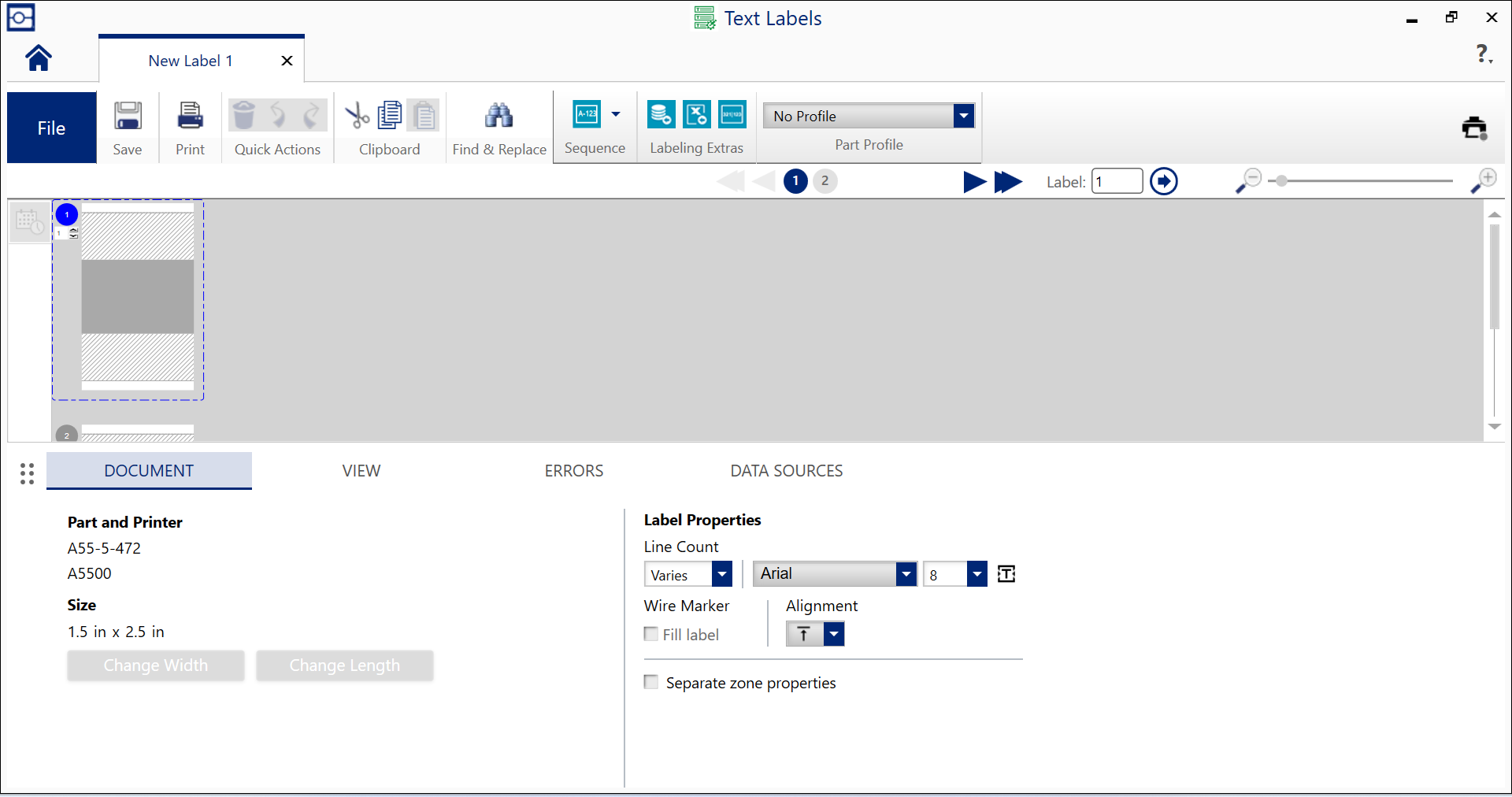 Create your text label and add wire markers