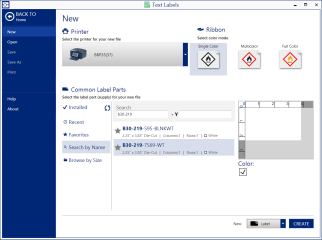 Select printer and part